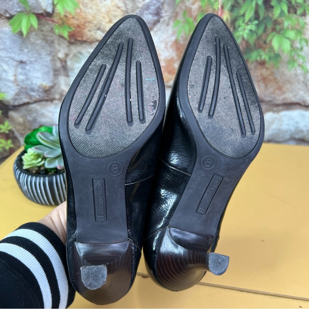 VINTAGE ETIENNE AIGNER Brown Suede & Patent Leather Spectator Oxford Heels, 8 - Picture 9 of 14